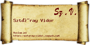 Sztáray Vidor névjegykártya